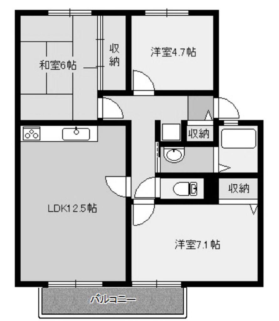 サンビレッジ葉山C(3LDK/1階)の間取り写真