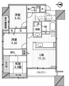 アーデンタワー新町(3LDK/2階)の間取り写真