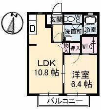 シャーメゾン公園通(1LDK/2階)の間取り写真