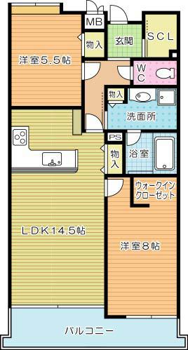 COMO GRANDE(2LDK/2階)の間取り写真