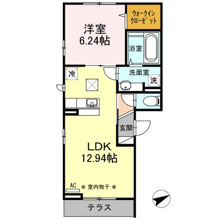 第3サニーハイツ(1LDK/1階)の間取り写真