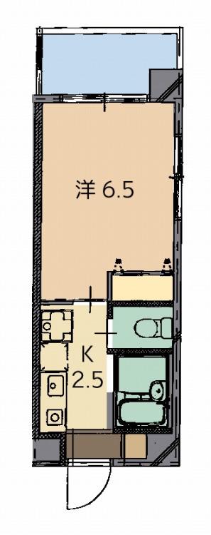 SUN大平(1K/4階)の間取り写真