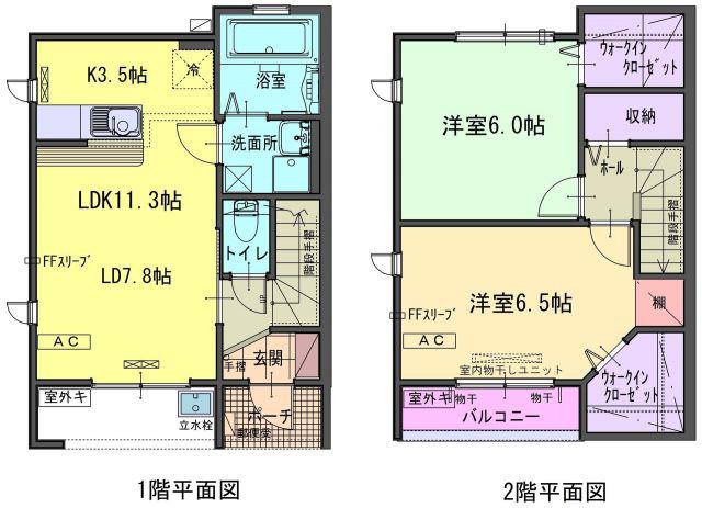 コルトーナG棟(2LDK/1階)の間取り写真