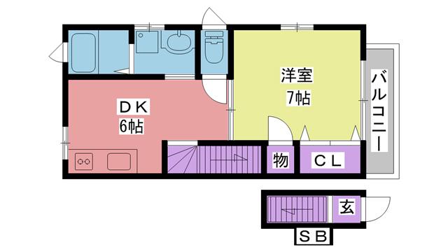 ヴァレンティア(1DK/2階)の間取り写真