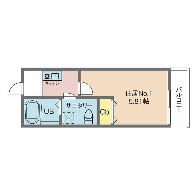カインドネス吉祥寺南町AB棟(1K/1階)の間取り写真