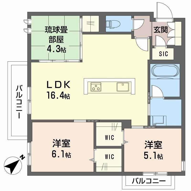 LUCE帯山西(3LDK/2階)の間取り写真