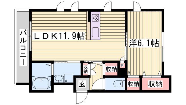 プレミアス三左衛門(1LDK/2階)の間取り写真