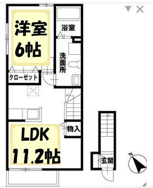 アジールコート(1LDK/2階)の間取り写真