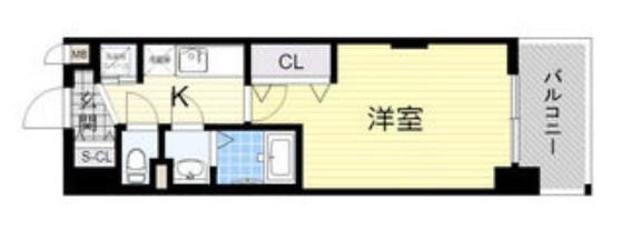 LUXE新大阪α(1K/8階)の間取り写真