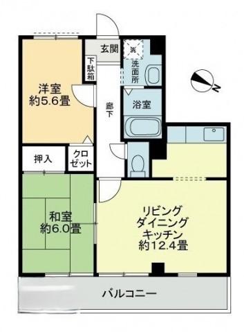 シーズン柞田(2LDK/3階)の間取り写真