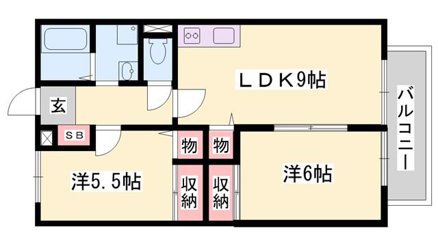 サンフォーレスト A棟(2DK/2階)の間取り写真
