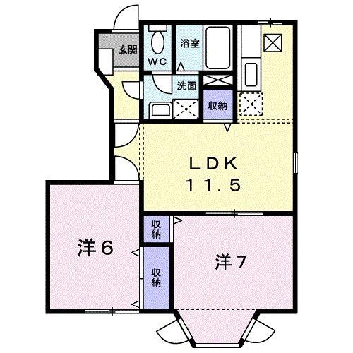 ヴィラ アンソレイユ SH(2LDK/1階)の間取り写真