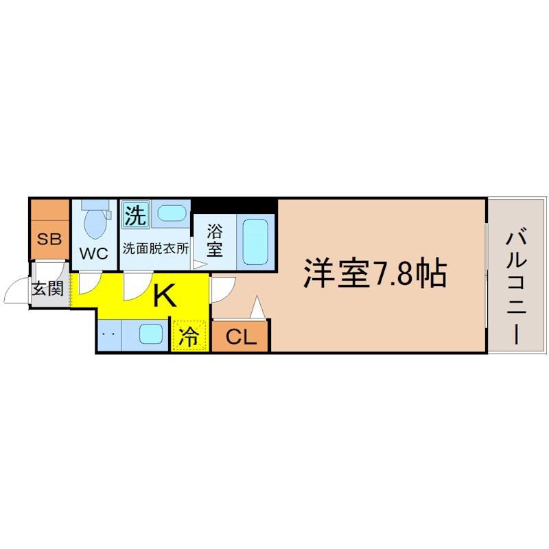 メイクス名駅太閤(1K/9階)の間取り写真