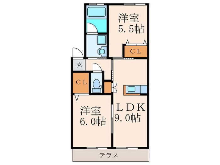 コンテント・ハウス(2LDK/1階)の間取り写真