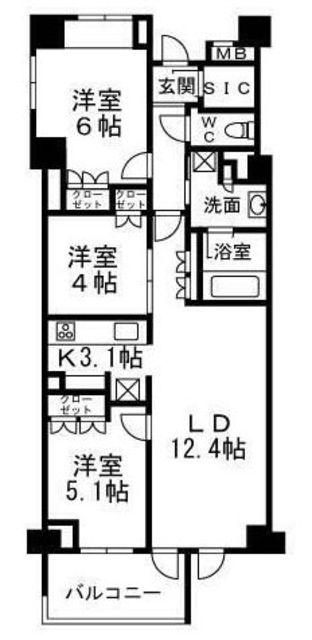 H-スクエア吉祥寺南町(3LDK/3階)の間取り写真
