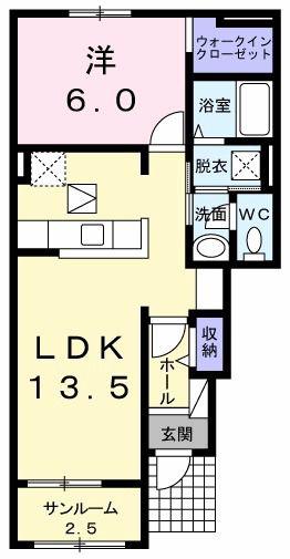 ルミナス A(1LDK/1階)の間取り写真
