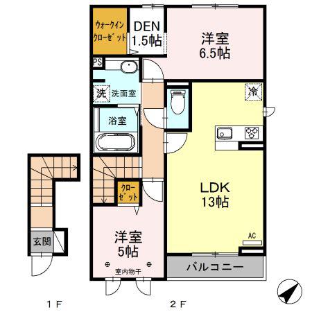 コーポ田村 16(2LDK/2階)の間取り写真