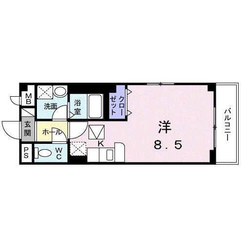 クレールシャンブル(ワンルーム/2階)の間取り写真