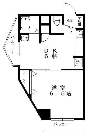 ライオンズマンション塩田駒込(1DK/6階)の間取り写真