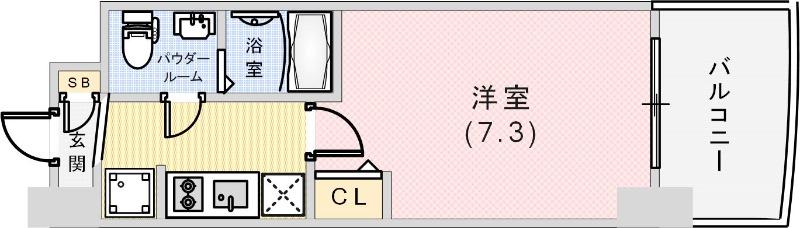 セレニテ神戸プリエ(1K/6階)の間取り写真