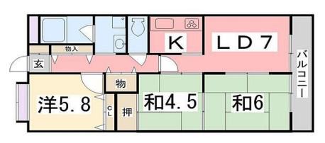 ライオンズマンション姫路東今宿(3LDK/5階)の間取り写真