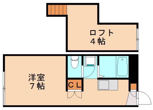 レオパレス花見(1K/1階)の間取り写真