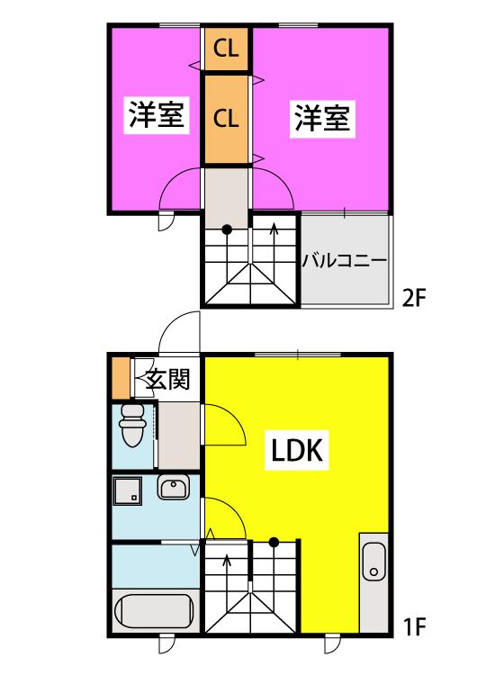 シアハウス三ヶ森(2LDK/1階)の間取り写真