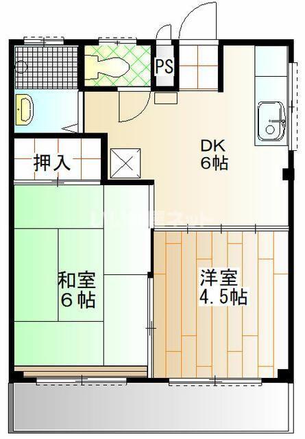 リバーサンズハイツ(2DK/3階)の間取り写真