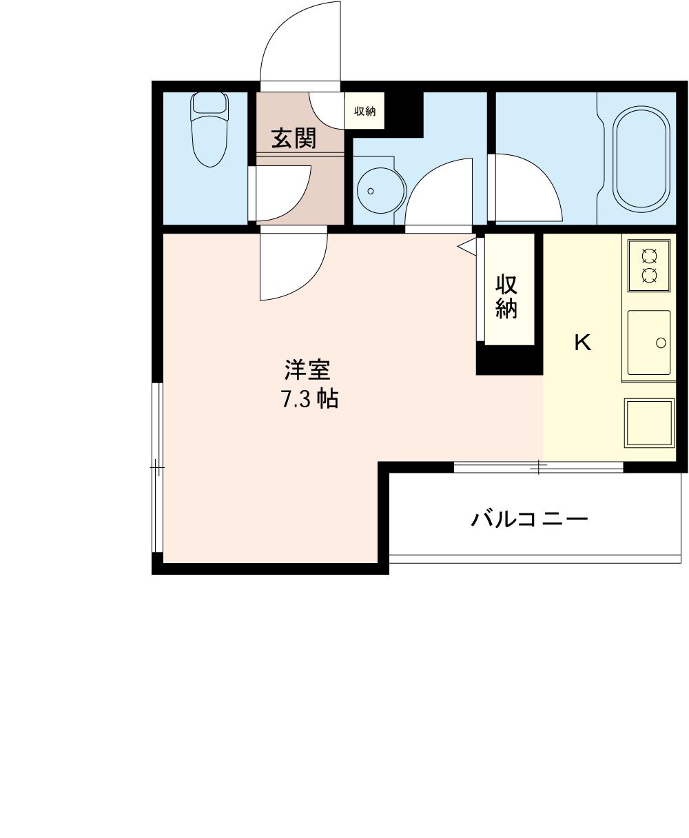 JR中央線 大久保駅(東京) 徒歩2分 2階建 築7年(1K/2階)の間取り写真