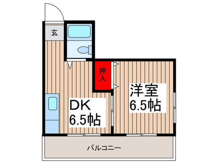 西青木コーポ(1DK/2階)の間取り写真