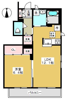グランフォンテーヌ1番館(1LDK/1階)の間取り写真