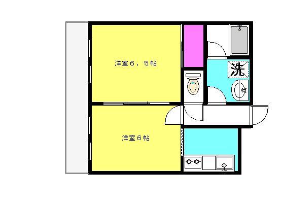 カーザビアンカ元町(2K/4階)の間取り写真