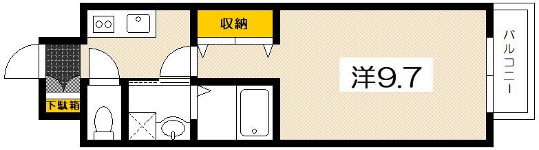 ルピナス五日市中央(1K/9階)の間取り写真