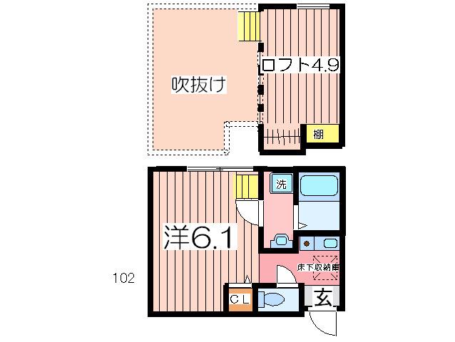 プリマ海風公園弐番館(1K/1階)の間取り写真