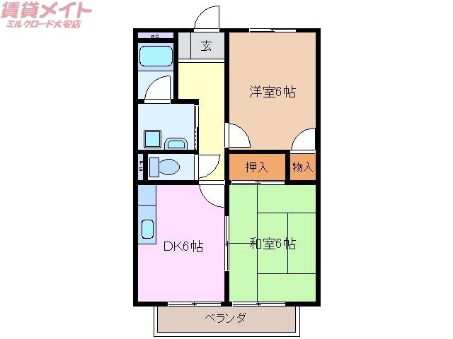 SURPLUSベルーガ B棟(2DK/2階)の間取り写真