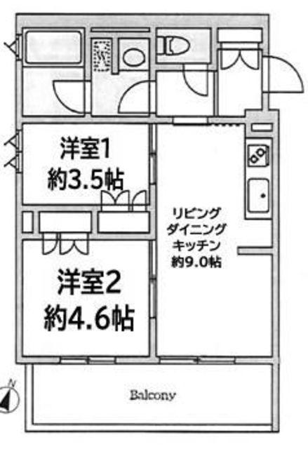 パークフロント(2LDK/3階)の間取り写真
