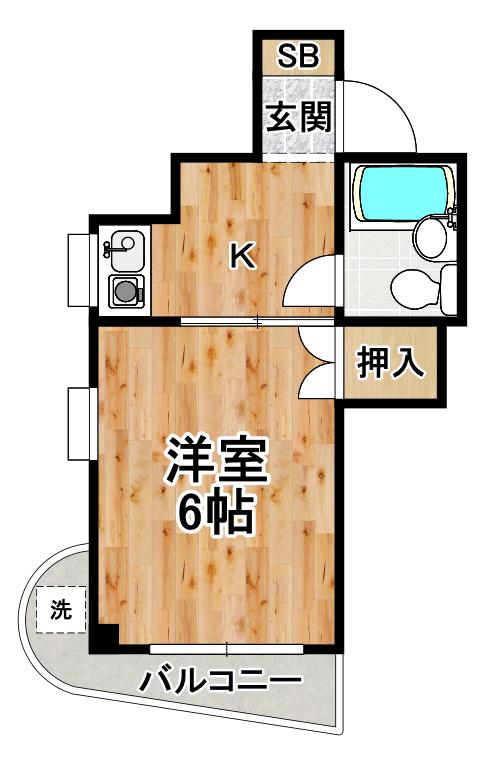 グレース泉尾(1K/3階)の間取り写真