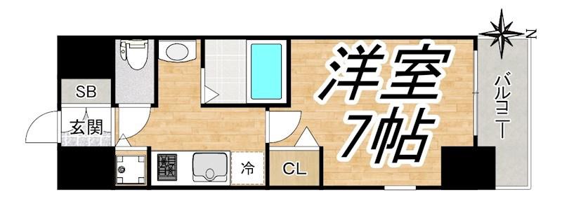 グランカリテ天神橋II(1K/13階)の間取り写真