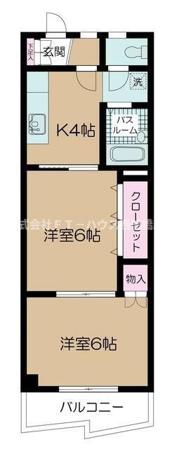 ロイヤルマンション市川(2K/5階)の間取り写真