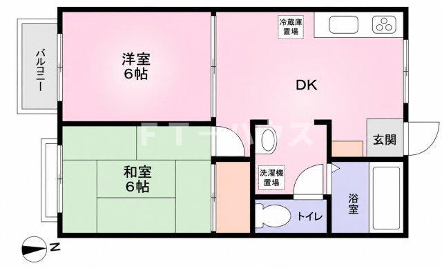 ビラネプチューンB棟(2DK/1階)の間取り写真