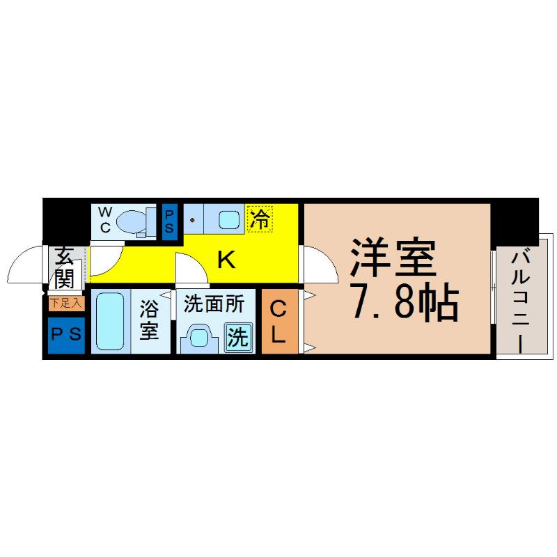 HF今池南レジデンス イースト棟(1K/11階)の間取り写真