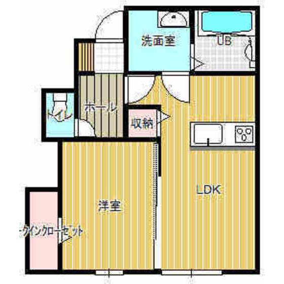 グリーンヒルズ角木(1LDK/1階)の間取り写真