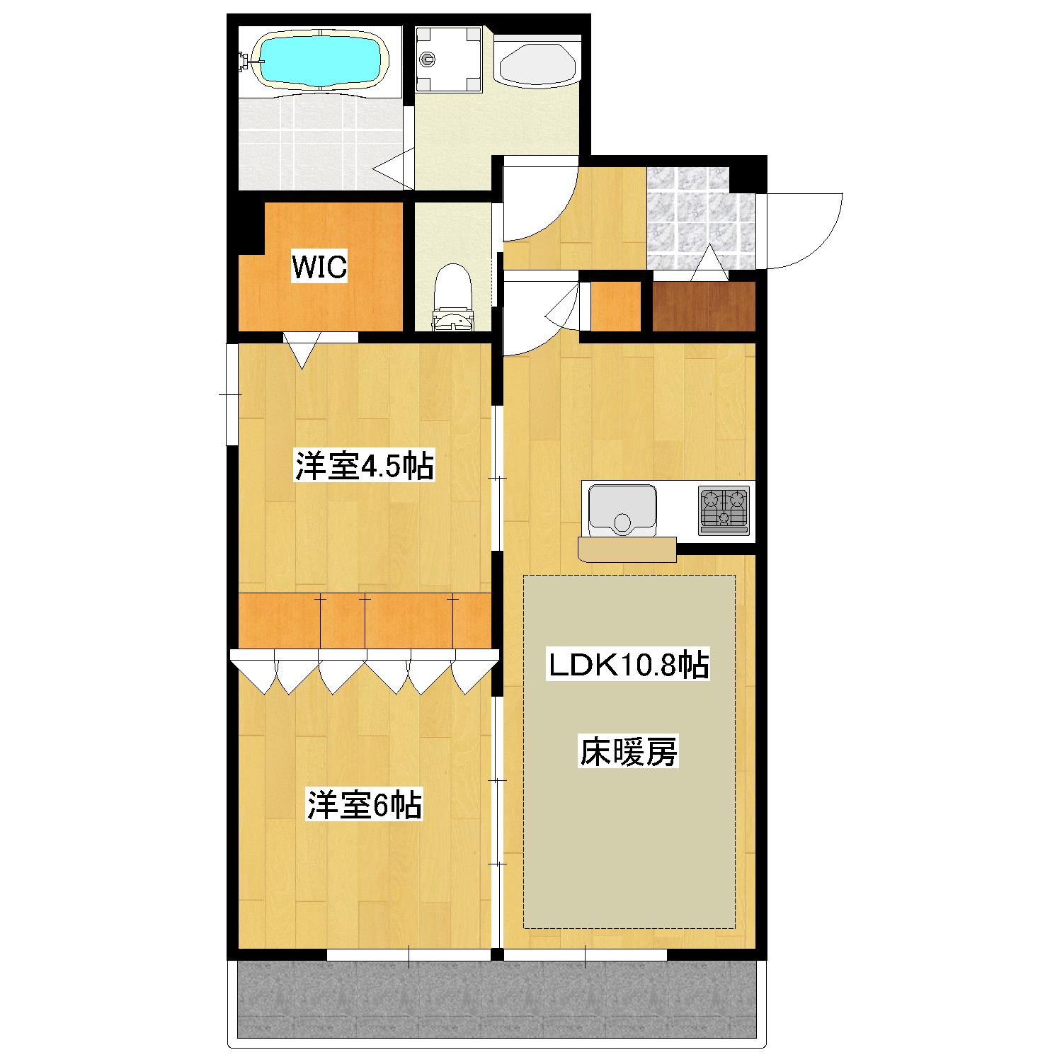 HEBEL MAISON RIZPALAISヘーベルメゾンリパレス(2LDK/1階)の間取り写真