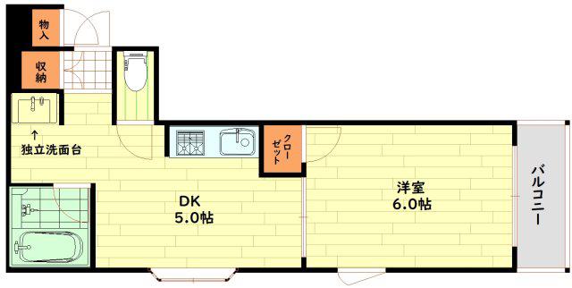 3Mハウス(1DK/4階)の間取り写真