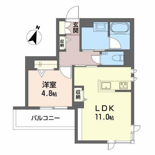 SHAMAISON KNK 北野(1LDK/2階)の間取り写真