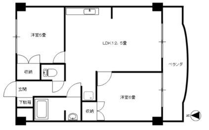 ゼフィールマンションA棟(2LDK/4階)の間取り写真