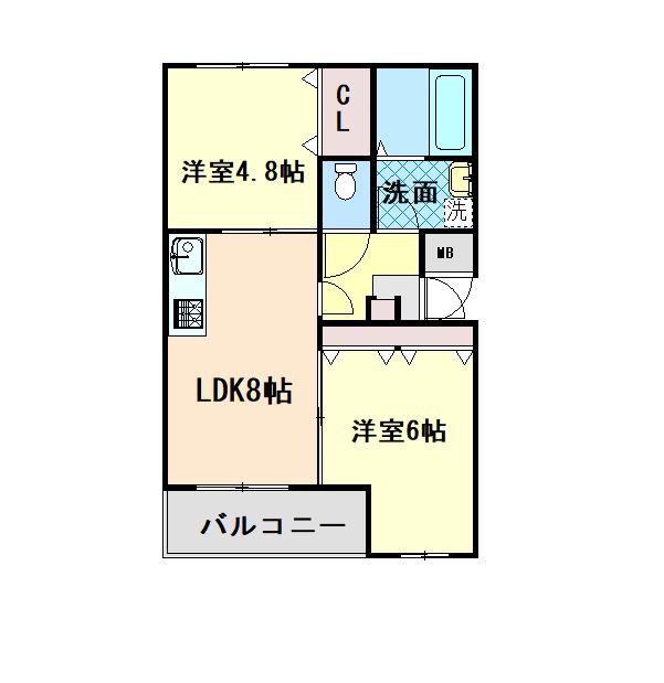 福田マンション(1SLDK/1階)の間取り写真