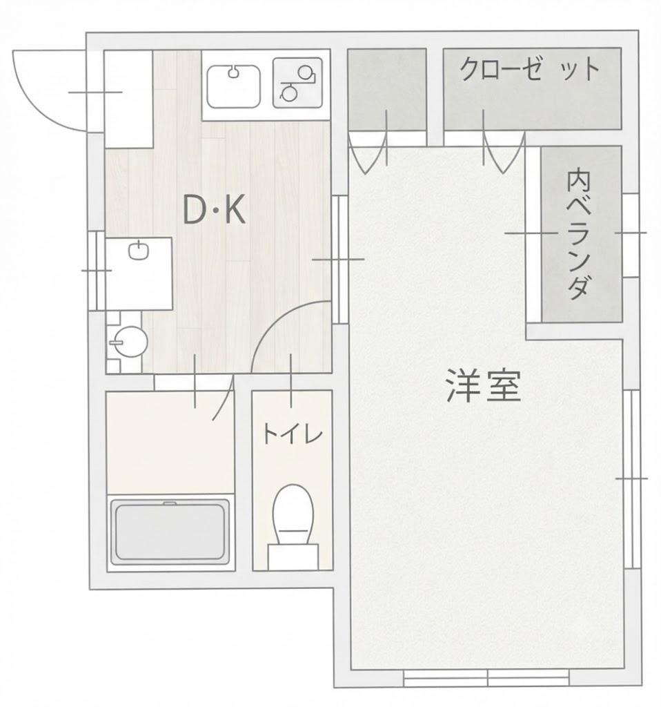 エバー西田辺(1DK/2階)の間取り写真