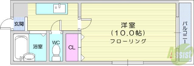 第二サンコーハイツ(1K/2階)の間取り写真