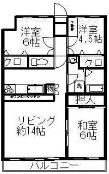 ペルル久留米西町(3LDK/8階)の間取り写真